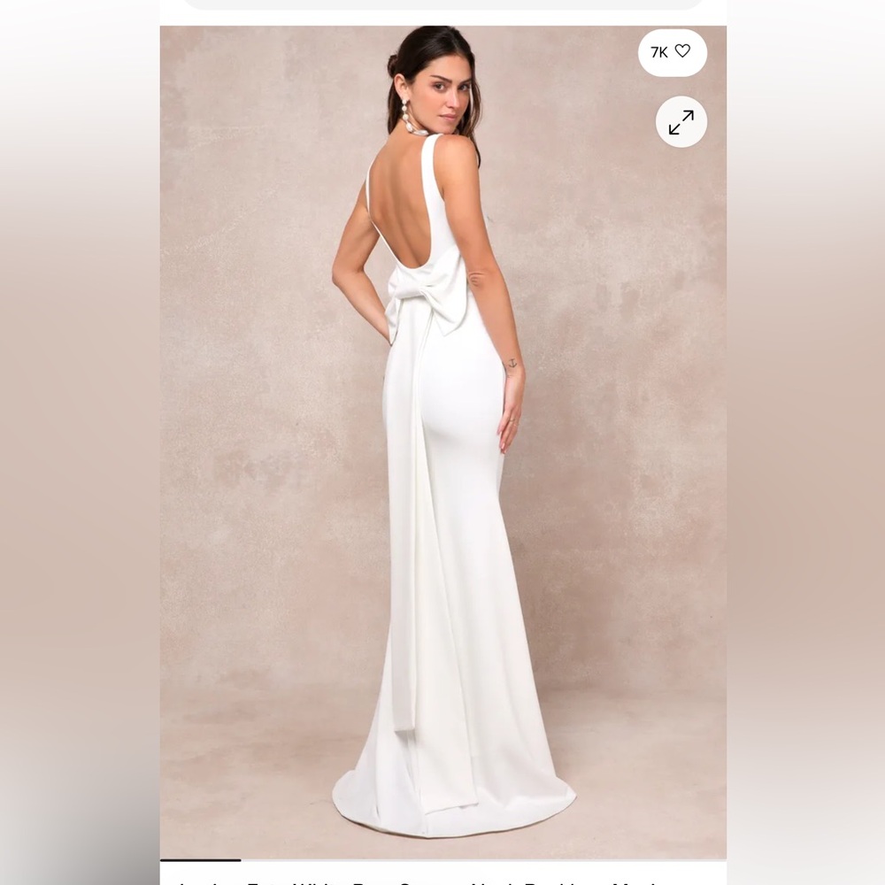 Lulus Loving Fate White Bow Square Neck Backless Maxi Dress White Size XS - Picture 2 of 6